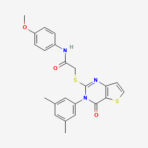molecular formula C23H21N3O3S2 B2524996 2-{[3-(3,5-二甲苯基)-4-氧代-3,4-二氢噻吩并[3,2-d]嘧啶-2-基]硫代}-N-(4-甲氧苯基)乙酰胺 CAS No. 1261008-85-8