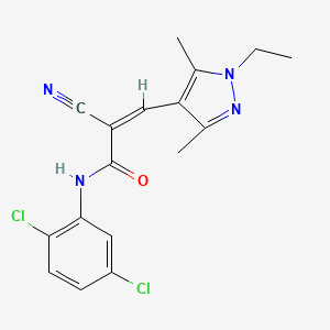 molecular formula C17H16Cl2N4O B2524998 (Z)-2-cyano-N-(2,5-dichlorophenyl)-3-(1-ethyl-3,5-dimethylpyrazol-4-yl)prop-2-enamide CAS No. 1005916-34-6