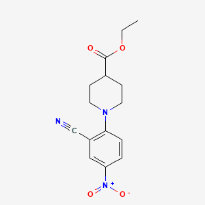 molecular formula C15H17N3O4 B2525000 Ethyl 1-(2-cyano-4-nitrophenyl)piperidine-4-carboxylate CAS No. 288251-84-3