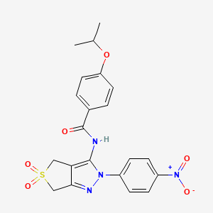 molecular formula C21H20N4O6S B2525001 4-isopropoxy-N-(2-(4-nitrophenyl)-5,5-dioxido-4,6-dihydro-2H-thieno[3,4-c]pyrazol-3-yl)benzamide CAS No. 449793-04-8