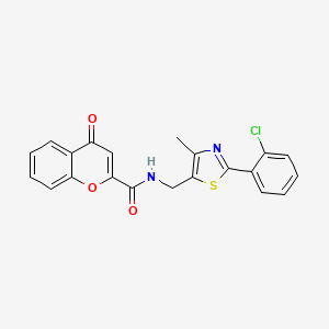 molecular formula C21H15ClN2O3S B2525003 N-((2-(2-chlorophenyl)-4-methylthiazol-5-yl)methyl)-4-oxo-4H-chromene-2-carboxamide CAS No. 1421485-62-2