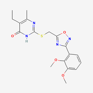 molecular formula C18H20N4O4S B2525020 2-(((3-(2,3-Dimethoxyphenyl)-1,2,4-oxadiazol-5-yl)methyl)thio)-5-ethyl-6-methylpyrimidin-4-ol CAS No. 1251692-99-5