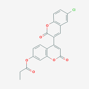 molecular formula C21H13ClO6 B2525023 4-(6-Chloro-2-oxochromen-3-yl)-2-oxochromen-7-yl propanoate CAS No. 896033-36-6