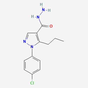 molecular formula C13H15ClN4O B2525037 1-(4-Chlorophenyl)-5-propyl-1H-pyrazole-4-carboxylic acid hydrazide CAS No. 681260-53-7