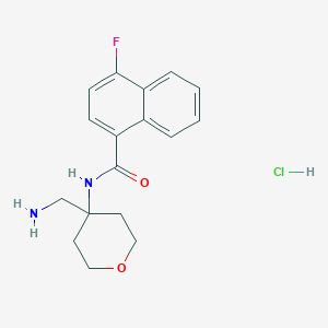 molecular formula C17H20ClFN2O2 B2525040 N-[4-(Aminomethyl)oxan-4-yl]-4-fluoronaphthalene-1-carboxamide;hydrochloride CAS No. 2418668-62-7