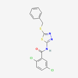 molecular formula C16H11Cl2N3OS2 B2525041 2,5-二氯苯甲酰胺-N-(5-(苯甲硫基)-1,3,4-噻二唑-2-基) CAS No. 393567-95-8