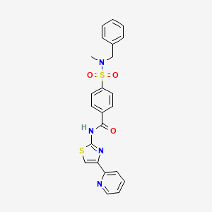 molecular formula C23H20N4O3S2 B2525046 4-(N-苄基-N-甲基磺酰基)-N-(4-(吡啶-2-基)噻唑-2-基)苯甲酰胺 CAS No. 442556-99-2
