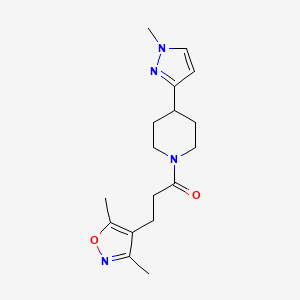 molecular formula C17H24N4O2 B2525062 3-(3,5-dimethylisoxazol-4-yl)-1-(4-(1-methyl-1H-pyrazol-3-yl)piperidin-1-yl)propan-1-one CAS No. 2034201-82-4