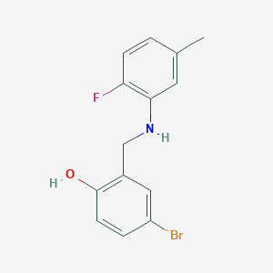 molecular formula C14H13BrFNO B2525069 4-Bromo-2-{[(2-fluoro-5-methylphenyl)amino]methyl}phenol CAS No. 1232795-07-1