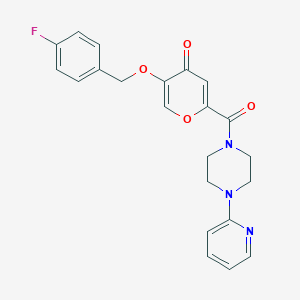 molecular formula C22H20FN3O4 B2525071 5-((4-fluorobenzyl)oxy)-2-(4-(pyridin-2-yl)piperazine-1-carbonyl)-4H-pyran-4-one CAS No. 1021093-89-9
