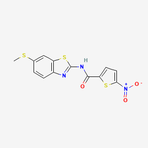 molecular formula C13H9N3O3S3 B2525073 N-(6-(methylthio)benzo[d]thiazol-2-yl)-5-nitrothiophene-2-carboxamide CAS No. 922701-66-4