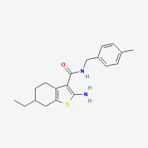 B2525077 2-amino-6-ethyl-N-(4-methylbenzyl)-4,5,6,7-tetrahydro-1-benzothiophene-3-carboxamide CAS No. 725226-66-4