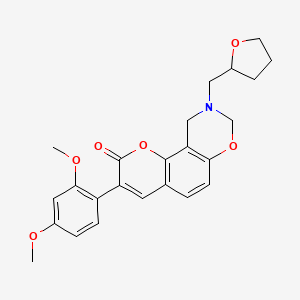 molecular formula C24H25NO6 B2525083 3-(2,4-二甲氧基苯基)-9-((四氢呋喃-2-基)甲基)-9,10-二氢苯并色烯[8,7-e][1,3]恶嗪-2(8H)-酮 CAS No. 946384-55-0