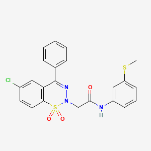 molecular formula C22H18ClN3O3S2 B2525085 2-(6-氯-1,1-二氧化-4-苯基-2H-1,2,3-苯并噻二嗪-2-基)-N-[3-(甲硫基)苯基]乙酰胺 CAS No. 1031669-79-0