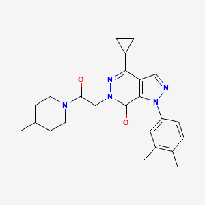 molecular formula C24H29N5O2 B2525089 4-环丙基-1-(3,4-二甲苯基)-6-(2-(4-甲基哌啶-1-基)-2-氧代乙基)-1H-吡唑并[3,4-d]哒嗪-7(6H)-酮 CAS No. 1105239-84-6