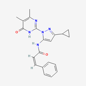 molecular formula C21H21N5O2 B2525096 (Z)-N-(3-环丙基-1-(4,5-二甲基-6-氧代-1,6-二氢嘧啶-2-基)-1H-吡唑-5-基)-3-苯基丙烯酰胺 CAS No. 1203432-48-7