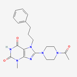 molecular formula C21H26N6O3 B2525102 8-(4-乙酰哌嗪-1-基)-3-甲基-7-(3-苯基丙基)嘌呤-2,6-二酮 CAS No. 400753-65-3