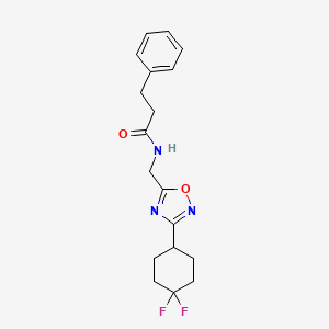 B2525107 N-((3-(4,4-difluorocyclohexyl)-1,2,4-oxadiazol-5-yl)methyl)-3-phenylpropanamide CAS No. 2034305-80-9