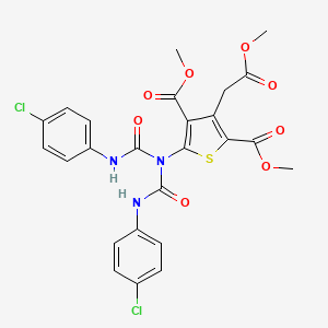 molecular formula C25H21Cl2N3O8S B2525136 5-{双[(4-氯苯胺)羰基]氨基}-3-(2-甲氧基-2-氧代乙基)-2,4-噻吩二甲酸二甲酯 CAS No. 339020-01-8