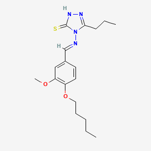 molecular formula C18H26N4O2S B2525137 4-[(E)-(3-methoxy-4-pentoxyphenyl)methylideneamino]-3-propyl-1H-1,2,4-triazole-5-thione CAS No. 691385-13-4