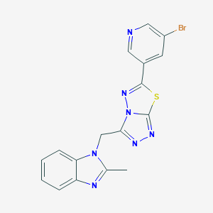 molecular formula C17H12BrN7S B252514 1-{[6-(5-bromo-3-pyridinyl)[1,2,4]triazolo[3,4-b][1,3,4]thiadiazol-3-yl]methyl}-2-methyl-1H-benzimidazole 