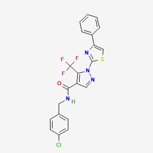 molecular formula C21H14ClF3N4OS B2525148 N-[(4-chlorophenyl)methyl]-1-(4-phenyl-1,3-thiazol-2-yl)-5-(trifluoromethyl)pyrazole-4-carboxamide CAS No. 321998-61-2