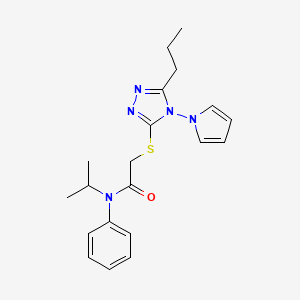 molecular formula C20H25N5OS B2525150 N-phenyl-N-(propan-2-yl)-2-{[5-propyl-4-(1H-pyrrol-1-yl)-4H-1,2,4-triazol-3-yl]sulfanyl}acetamide CAS No. 896301-50-1