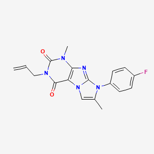 molecular formula C18H16FN5O2 B2525153 3-allyl-8-(4-fluorophenyl)-1,7-dimethyl-1H-imidazo[2,1-f]purine-2,4(3H,8H)-dione CAS No. 887466-93-5