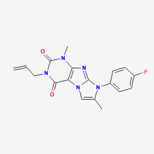 molecular formula C18H16FN5O2 B2525153 3-烯丙基-8-(4-氟苯基)-1,7-二甲基-1H-咪唑并[2,1-f]嘌呤-2,4(3H,8H)-二酮 CAS No. 887466-93-5