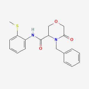 molecular formula C19H20N2O3S B2525158 4-benzyl-N-(2-(methylthio)phenyl)-5-oxomorpholine-3-carboxamide CAS No. 1351582-16-5
