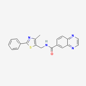 molecular formula C20H16N4OS B2525196 N-((4-methyl-2-phenylthiazol-5-yl)methyl)quinoxaline-6-carboxamide CAS No. 1706039-48-6