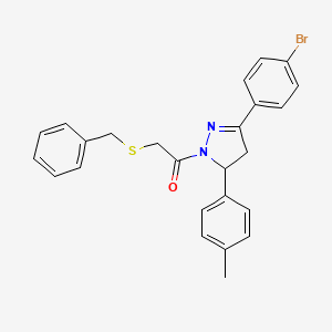 molecular formula C25H23BrN2OS B2525197 2-(benzylthio)-1-(3-(4-bromophenyl)-5-(p-tolyl)-4,5-dihydro-1H-pyrazol-1-yl)ethanone CAS No. 403836-57-7
