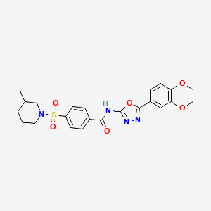 N-(5-(2,3-dihydrobenzo[b][1,4]dioxin-6-yl)-1,3,4-oxadiazol-2-yl)-4-((3-methylpiperidin-1-yl)sulfonyl)benzamide