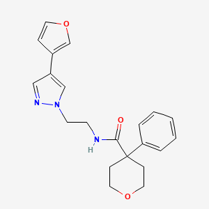 N-(2-(4-(furan-3-yl)-1H-pyrazol-1-yl)ethyl)-4-phenyltetrahydro-2H-pyran-4-carboxamide