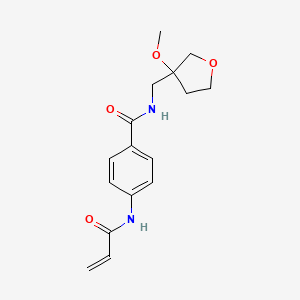 molecular formula C16H20N2O4 B2525263 N-[(3-Methoxyoxolan-3-yl)methyl]-4-(prop-2-enoylamino)benzamide CAS No. 2202241-39-0