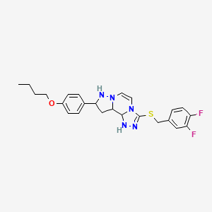 molecular formula C24H21F2N5OS B2525266 11-(4-丁氧基苯基)-5-{[(3,4-二氟苯基)甲基]硫代}-3,4,6,9,10-五氮杂三环[7.3.0.0^{2,6}]十二-1(12),2,4,7,10-五烯 CAS No. 1326901-37-4