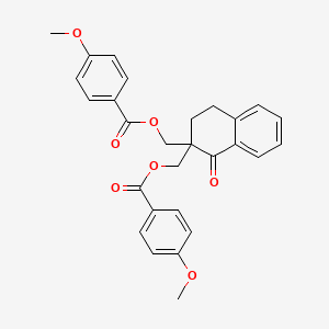 molecular formula C28H26O7 B2525268 [2-[(4-Methoxybenzoyl)oxymethyl]-1-oxo-3,4-dihydronaphthalen-2-yl]methyl 4-methoxybenzoate CAS No. 339029-06-0