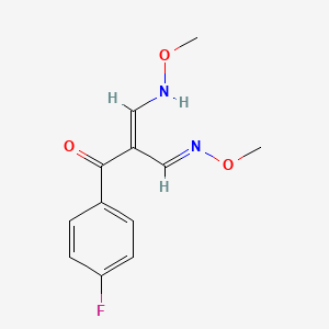 molecular formula C12H13FN2O3 B2525270 (E)-1-(4-Fluorophenyl)-3-(methoxyamino)-2-[(E)-methoxyiminomethyl]prop-2-en-1-one CAS No. 320416-27-1