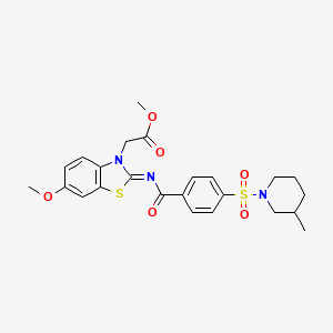 molecular formula C24H27N3O6S2 B2525271 (Z)-methyl 2-(6-methoxy-2-((4-((3-methylpiperidin-1-yl)sulfonyl)benzoyl)imino)benzo[d]thiazol-3(2H)-yl)acetate CAS No. 865200-05-1