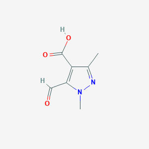 molecular formula C7H8N2O3 B2525282 5-Formyl-1,3-dimethylpyrazole-4-carboxylic acid CAS No. 2126161-56-4