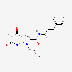 molecular formula C22H28N4O4 B2525287 7-(2-甲氧基乙基)-1,3-二甲基-2,4-二氧代-N-(4-苯基丁-2-基)-2,3,4,7-四氢-1H-吡咯并[2,3-d]嘧啶-6-甲酰胺 CAS No. 1021215-77-9