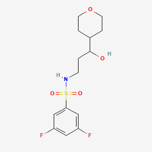molecular formula C14H19F2NO4S B2525295 3,5-二氟-N-(3-羟基-3-(四氢-2H-吡喃-4-基)丙基)苯磺酰胺 CAS No. 2034241-34-2