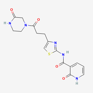 molecular formula C16H17N5O4S B2525298 2-氧代-N-(4-(3-氧代-3-(3-氧代哌嗪-1-基)丙基)噻唑-2-基)-1,2-二氢吡啶-3-甲酰胺 CAS No. 1091385-33-9