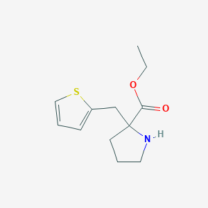 molecular formula C12H17NO2S B2525302 Ethyl 2-(thiophen-2-ylmethyl)pyrrolidine-2-carboxylate CAS No. 2112593-66-3
