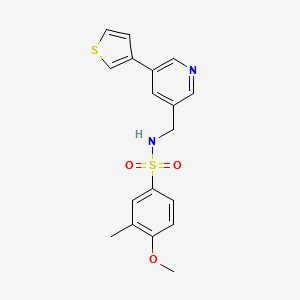 molecular formula C18H18N2O3S2 B2525307 4-甲氧基-3-甲基-N-((5-(噻吩-3-基)吡啶-3-基)甲基)苯磺酰胺 CAS No. 1798674-76-6