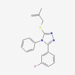 molecular formula C18H16FN3S B2525318 3-(3-Fluorophenyl)-5-(2-methylprop-2-enylsulfanyl)-4-phenyl-1,2,4-triazole CAS No. 344898-27-7