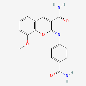 (2Z)-2-[(4-carbamoylphenyl)imino]-8-methoxy-2H-chromene-3-carboxamide
