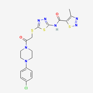 molecular formula C18H18ClN7O2S3 B2525331 N-(5-((2-(4-(4-氯苯基)哌嗪-1-基)-2-氧代乙基)硫代)-1,3,4-噻二唑-2-基)-4-甲基-1,2,3-噻二唑-5-甲酰胺 CAS No. 1351659-53-4