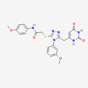 molecular formula C23H22N6O5S B2525340 2-[[5-[(2,4-dioxo-1H-pyrimidin-6-yl)methyl]-4-(3-methoxyphenyl)-1,2,4-triazol-3-yl]sulfanyl]-N-(4-methoxyphenyl)acetamide CAS No. 852049-02-6