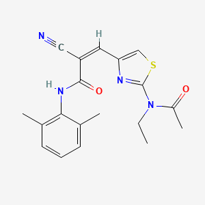 molecular formula C19H20N4O2S B2525343 (Z)-3-[2-[Acetyl(ethyl)amino]-1,3-thiazol-4-yl]-2-cyano-N-(2,6-dimethylphenyl)prop-2-enamide CAS No. 1259233-34-5